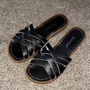 Salt Water Sandals by Hoy Black Woven Slide Sandals